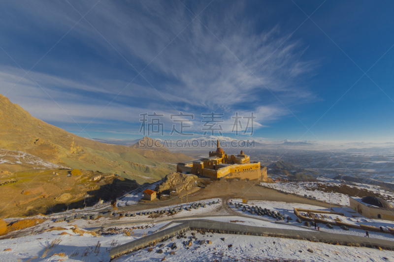 蓝色,东,土耳其,德古巴雅兹特,天空,居住区,白山山脉,背景,宫殿,查济