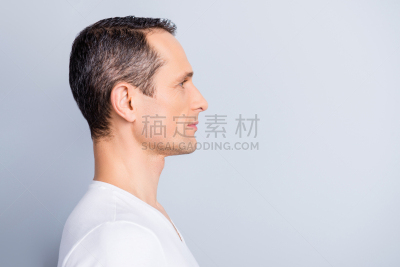 留白,人的脸部,男人,皮肤,一半的,高雅,完美,灰色背景