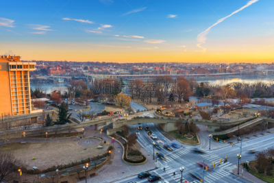 冬天,key bridge,波托马克河,华盛顿特区,早晨,都市风景,汽车,交通,曙暮光,乔治敦