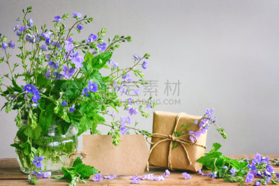 玻璃,花束,蓝色,花瓶,包装纸,阴地婆婆纳 ,母亲节,美,贺卡,水平画幅