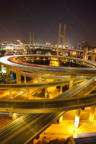 高架道路,高架桥,夜晚,航拍视角,桥,上海,南浦大桥,斜拉桥,拱廊,汽车赛道