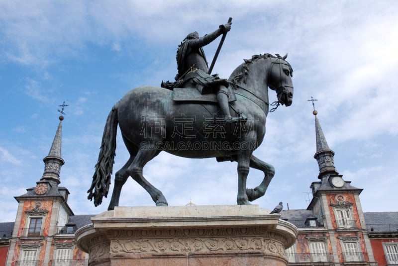 马约尔广场,statue of philip iii,菲利普三世雕像,大广场,艺术,水平画幅,广场,casa de la panaderia,ayuntamiento,城市