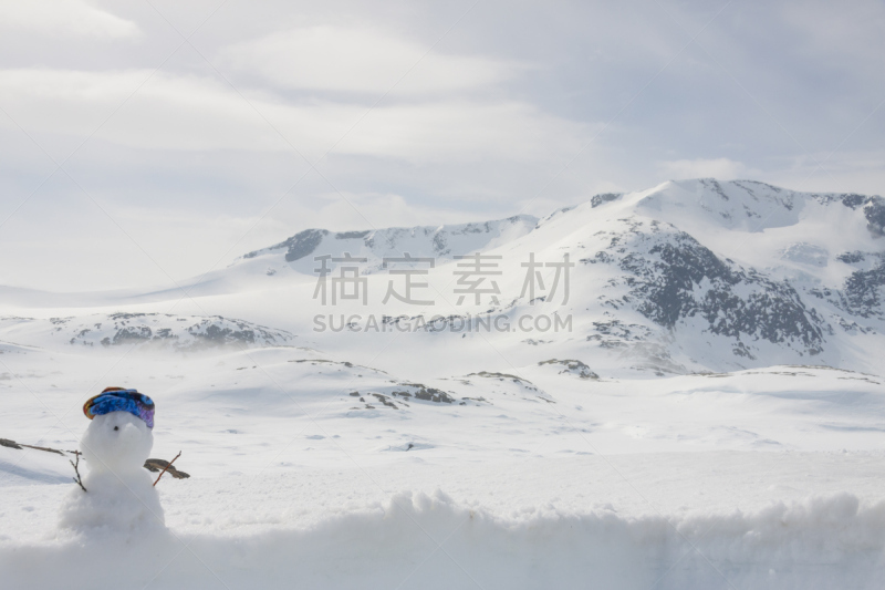 小的,挪威,雪人,自然,山口,水平画幅,地形,雪,无人,路