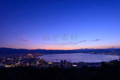 诹访,夜晚,伦敦城,苏瓦湖,日本阿尔卑斯山脉,长野县,天空,里山,水平画幅