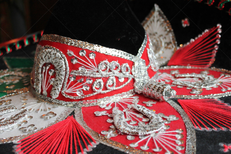 宽边帽,华丽的,亮片,马里亚契乐队,拉美人和西班牙裔人,水平画幅,衣服,传统,巨大的