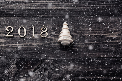 雪,木制,背景,数字,2018,黑色,新年前夕,杉树,新的,夜晚