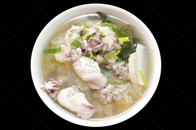 猪肉,蔬菜汤,肉末,鱿鱼,塞满了的,餐具,煮食,水平画幅,无人,膳食