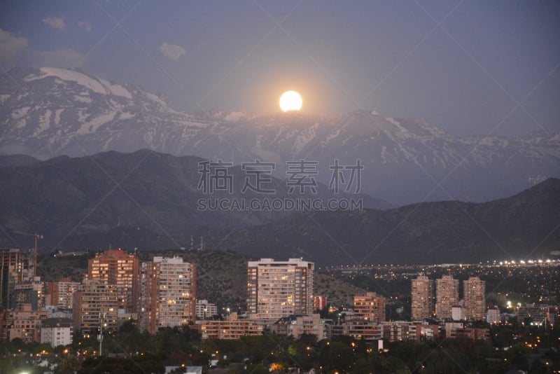 月亮,山,智利,圣地亚哥德古巴,充满的,安地斯山脉,mount anderson,月光酒,天空,水平画幅