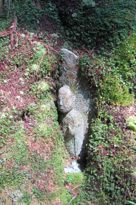 雕像,小的,古屋的内在神社,高野山,垂直画幅,无人,2015年,日本,树干,摄影