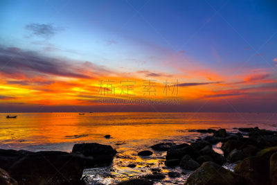 天空,黎明,风景,地形,多色的,富国岛,海洋,在下面,越南,日落