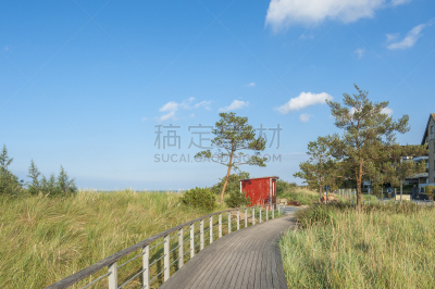 地形,宁多夫,滨草,水平画幅,沙子,小木屋,无人,户外,波罗的海,海滩
