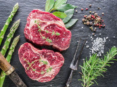 牛排,草本,生食,石墨,餐盘,格子烤肉,腰肉,横截面,肋骨,食品