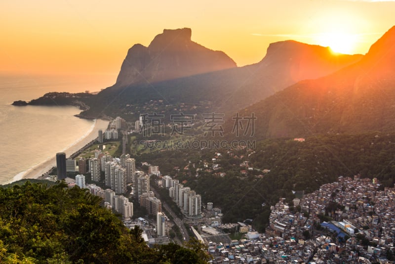 里约热内卢,城市,多色的,水平画幅,无人,夏天,户外,海滩,山,风景