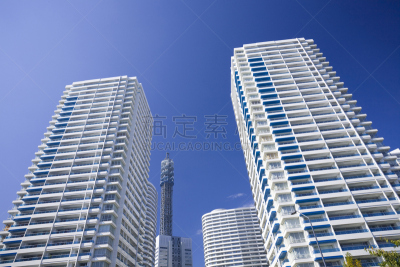 公寓,多层效果,动物群,高大的,横滨高速铁路,横滨,天空,城镇景观,水平画幅,地形