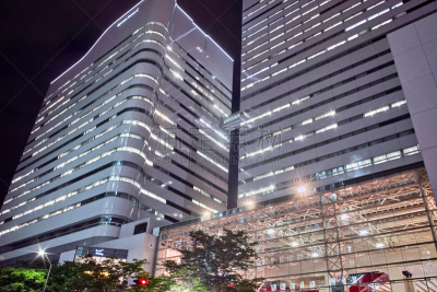 夜晚,建筑外部,摩天大楼,窗户,外立面,水平画幅,建筑,秋天,无人,阳台