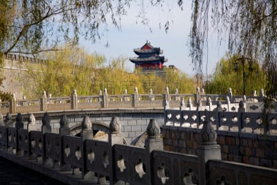 山东省,曲阜,塔,城墙,纪念碑,天空,水平画幅,古老的,东亚,旅行者