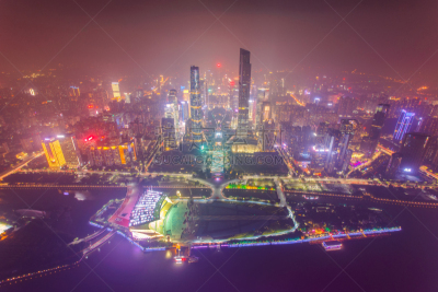 都市风景,广州,顶部,cbd,办公室,体育场,水平画幅,夜晚,无人,曙暮光