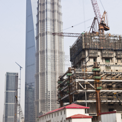 现代,建筑业,建筑工地,上海,背景,上海环球金融中心,金茂大厦,陆家嘴,天空,东亚