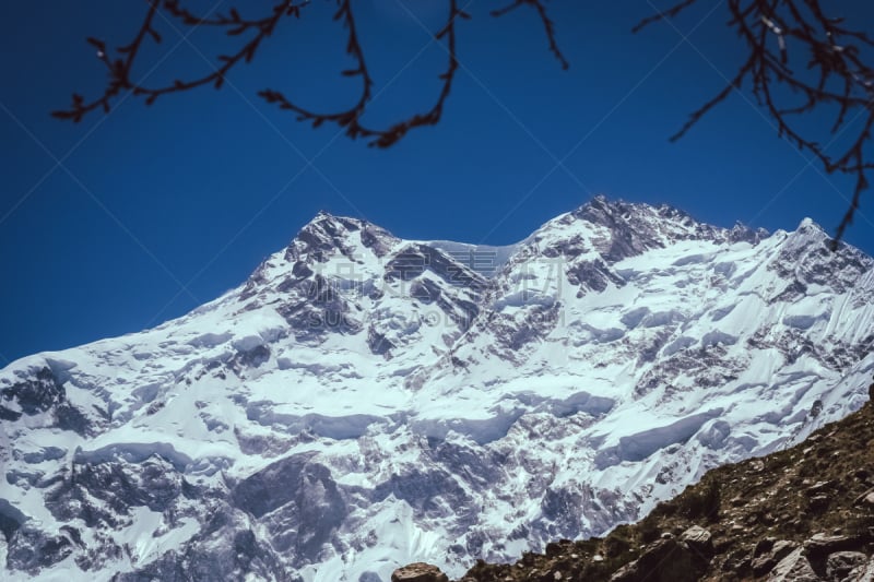 南迦帕尔巴特峰,悬崖,水平画幅,高视角,雪,无人,喜马拉雅山脉,巨大的,户外,冰