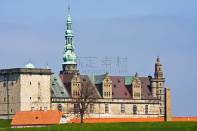 克隆堡宫,纪念碑,天空,水平画幅,墙,古老的,旅行者,夏天,户外,要塞