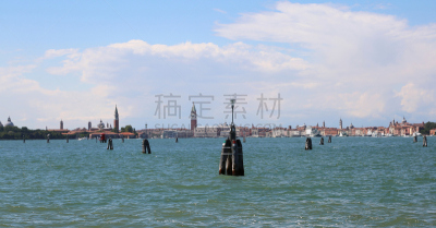 城市天际线,船,意大利,岛,威尼斯,安全护栏,在之间,威尼托大区,水平画幅,地形