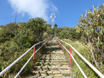 山,尼泊尔,台阶楼梯,天空,台阶,水平画幅,云,雪,无人,喜马拉雅山脉