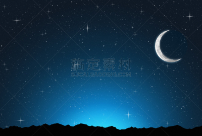 星星,夜晚,抽象,月亮,地平线,月球,寂寞,风景,户外