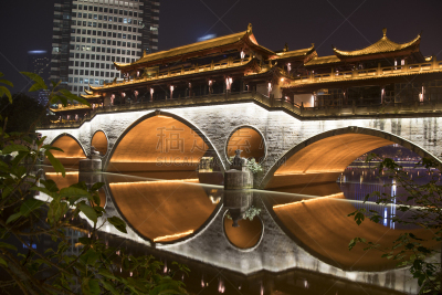 安顺,桥,夜晚,亚洲,远古的,暗色,图像,美,著名景点,河流