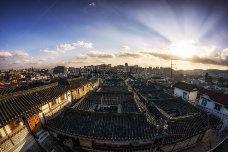 北村韩屋村,南山塔,天文台,观测点,首尔,水平画幅,夜晚,户外,都市风景,国际著名景点