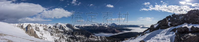 山,科罗拉多州,全景,哈利特峰,朗斯峰,感冒病毒,美,水平画幅,雪,走廊