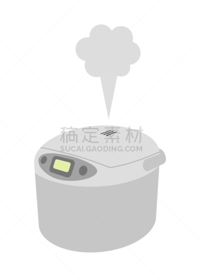 电饭锅,白色背景,背景分离,垂直画幅,简单,图像,蒸汽,餐具,白米,色彩鲜艳