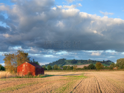 格洛斯特郡,水平画幅,地形,谷仓,秋天,无人,乡村,英格兰,户外,农作物