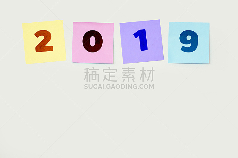 2019,新年前夕,决心,附着的,白色,概念,邮件,留白,未来,新的