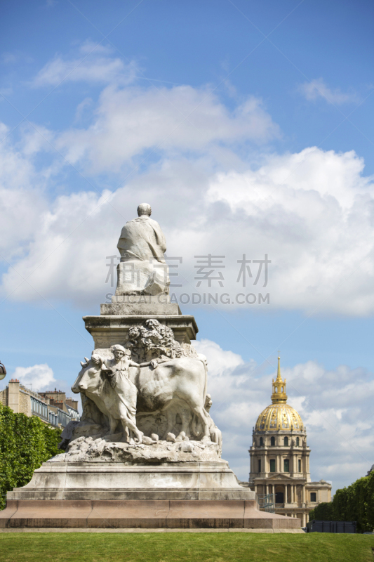 莱斯恩范李德斯城区,纪念碑,雕塑,路易斯.巴斯德,垂直画幅,天空,公园,圆顶建筑,建筑,无人