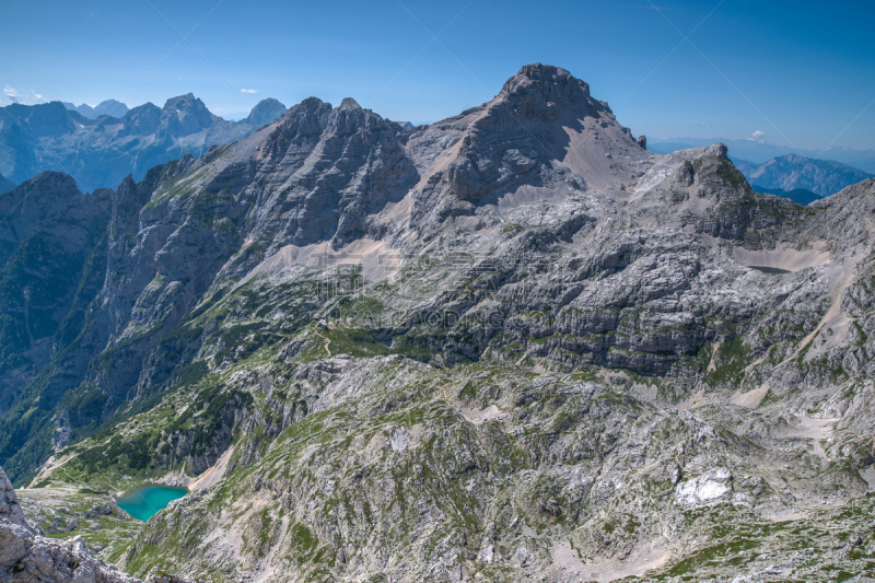 湖,山脉,斯特里卡,特里格拉夫国家公园,julian alps,戈雷尼,水平画幅,无人,夏天,户外