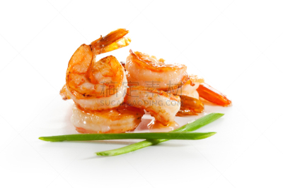 虾,开胃品,海产,春药,白色背景,煮食,水平画幅,无人,膳食,熟食店
