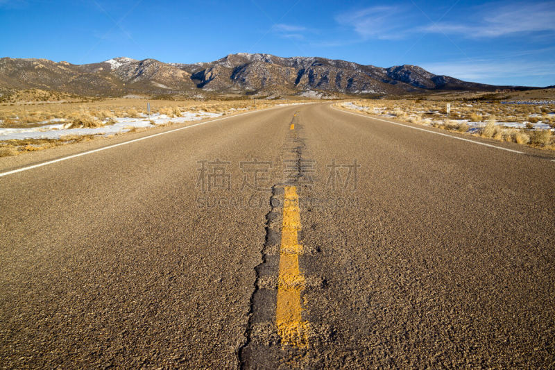 山,内华达州,地形,公路,海上航道,50号公路,水平画幅,户外,北美,消失点