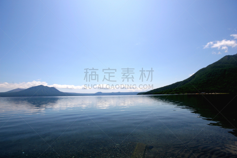 夏天,支笏湖,水,天空,美,水平画幅,旅行者,户外,湖,山