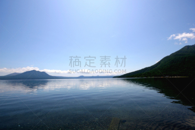 夏天,支笏湖,水,天空,美,水平画幅,旅行者,户外,湖,山
