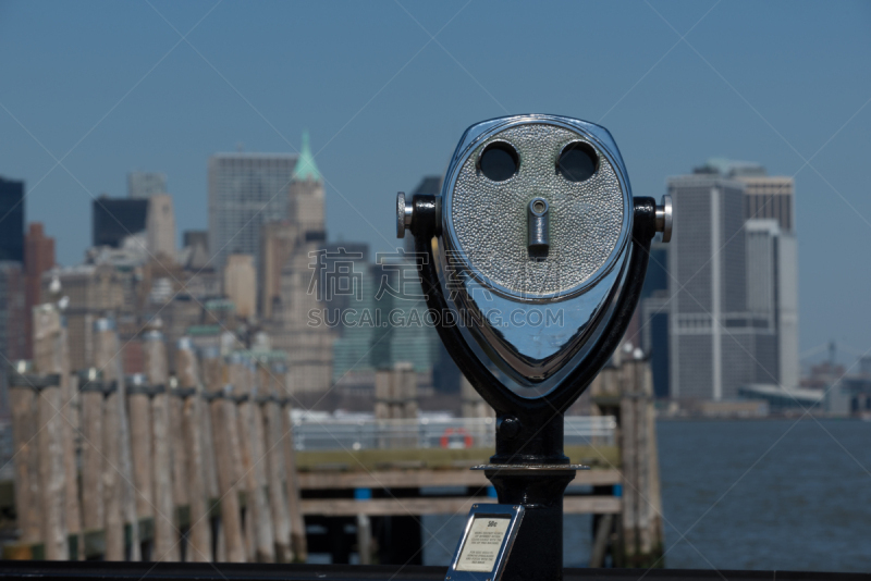 都市风景,纽约,曼哈顿,市区,statue of liberty replic,自由岛,自由女神像,望远镜,旅游目的地,水平画幅