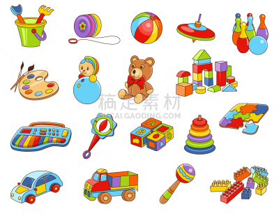 绘画插图,矢量,计算机图标,玩具,彩色图片,儿童,球,水平画幅,进行中,无人