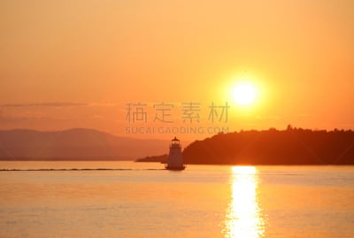 张伯伦湖,自然,水,佛蒙特,宁静,非都市风光,水平画幅,橙色,无人,建筑外部