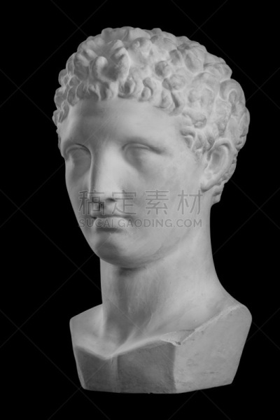 White plaster bust sculpture portrait of the men Hermes