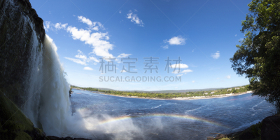 瀑布,委内瑞拉,卡奈玛湖,水,天空,休闲活动,玻利瓦尔省,夏天,石材,湖