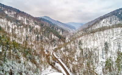地形,山脉,山谷,孚日省,法国,阿尔萨斯,里博维尔,天空,雪,无人机
