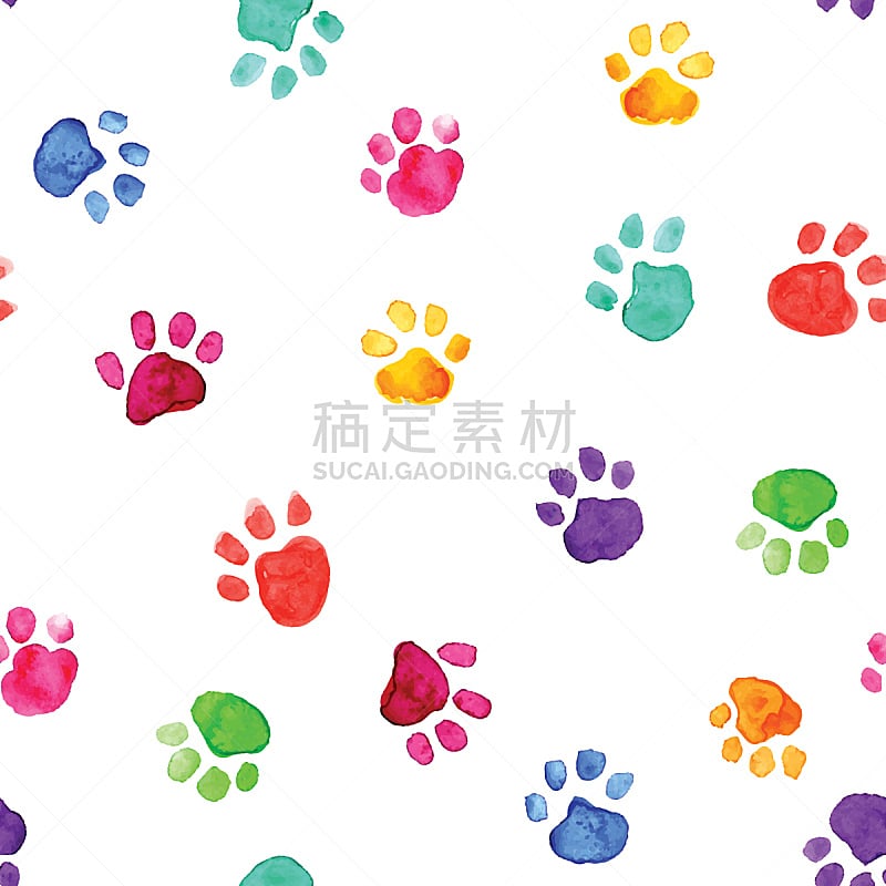 绘画插图,脚印,动物,水彩画,爪子,野生猫科动物,宠物,水彩颜料,猫,痕迹