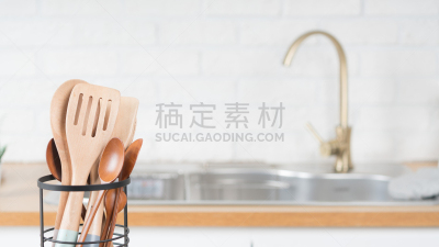 餐具,木制,室内,厨房器具,厨房,背景,留白,架子,水平画幅,无人
