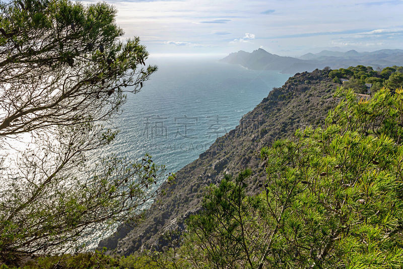 穆尔西亚,海岸线,山,西班牙,看风景,云,著名景点,曼加,波浪,水湾