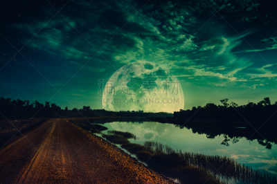 背景,天空,宁静,超级月亮,地形,星星,大群动物,超现实主义的,图像处理,环境