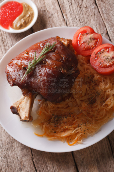 德国泡菜,指节,猪肉,特写,食品,动物膝,德国咸猪肘,火腿典当,动物腿骨,炖食